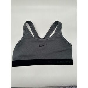 Nike Pro Dri-Fit Sports Bra Women's Medium Grey Racerback Workout Fitness